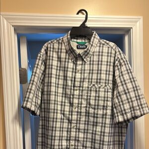 Chaps Men's Plaid Shirt - Black and White